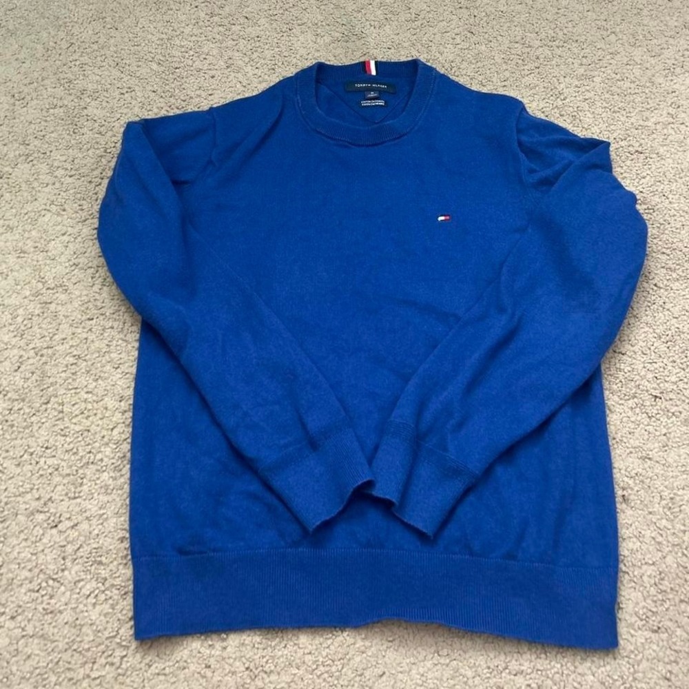 Blue‎ Tommy Hilfiger cotton cashmere crewneck sweater
